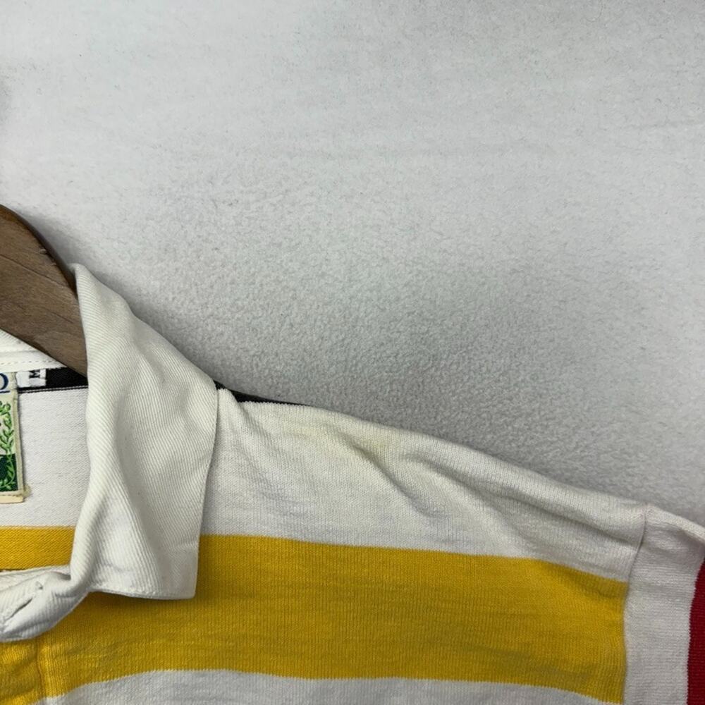 Vintage Lands End Rugby Shirt men's medium White Germany Colors Thick 90s USA - Picture 6 of 13